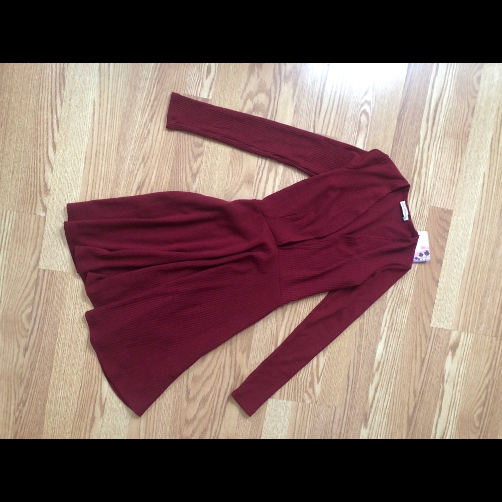 Deep V Sweater Dress